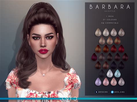 Barbara Hairstyle Anto On Patreon Nel 2020 The Sims Sims Capelli