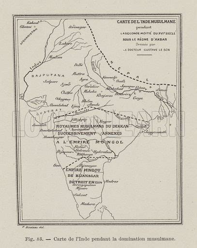 Map Of India During The Reign Of The Mughal Emperor Akbar Stock