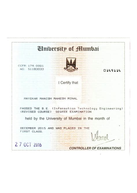Degree Passing Certificate