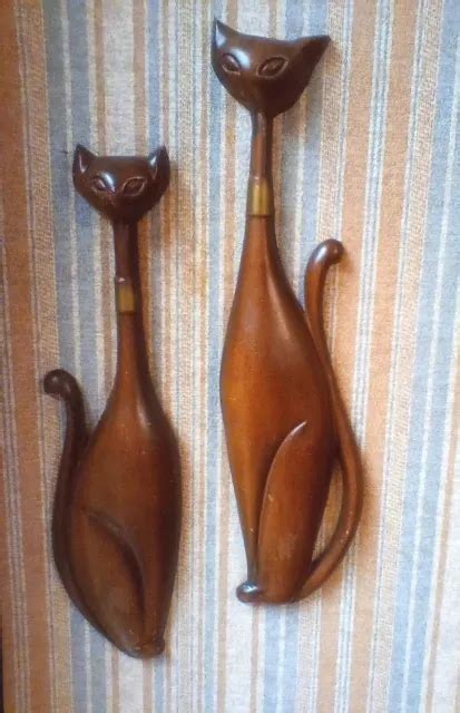 vintage sexton 1960s siamese cats metal wall hangings set mid century modern mcm 170 00 picclick
