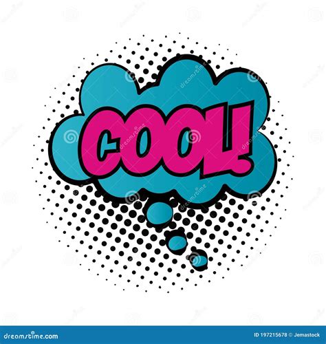 Expression Cloud With Cool Word Pop Art Fill Style Stock Vector