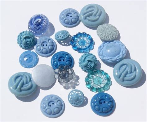 Vintage Retro Lot Of 20 Fancy Blue Buttons Scrapbooking Mixed Etsy