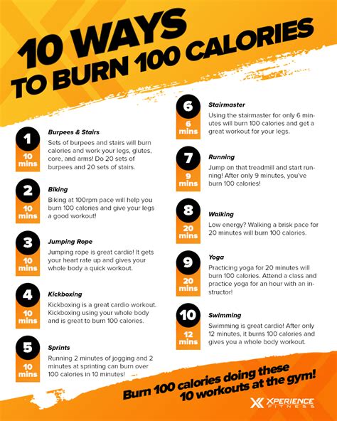 10 ways to burn 100 calories xperience fitness
