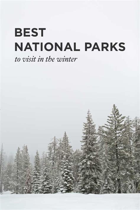 The Words Best National Parks To Visit In The Winter Are Overlaid By