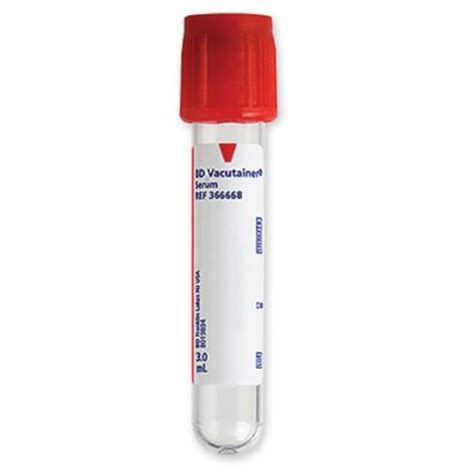 Bd Vacutainer Plus Serum Tube Plastic Red Ml Box Of