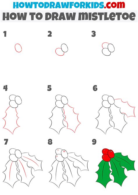 How To Draw Mistletoe Easy Drawing Tutorial For Kids