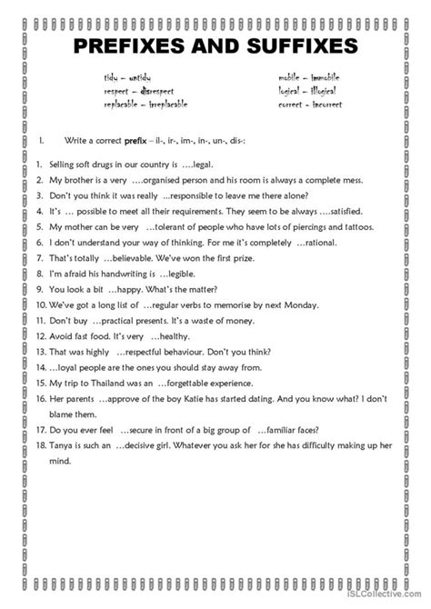 Prefixes And Suffixes Word Formation English ESL Worksheets Pdf Doc