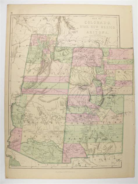 1873 Antique Colorado Map Arizona New Mexico Map Utah Etsy Colorado