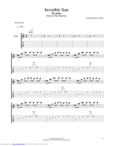 Invisible Sun Guitar Pro Tab By The Police