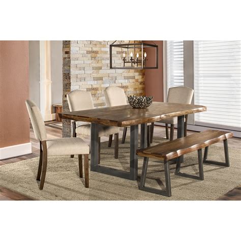 Hillsdale Furniture Emerson Wood Rectangle Dining Table Metal Base In