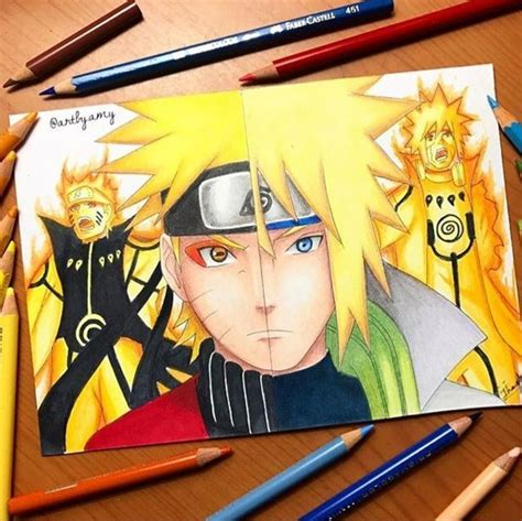 Naruto And Minato Drawing Desenho De Anime Personagens De Anime