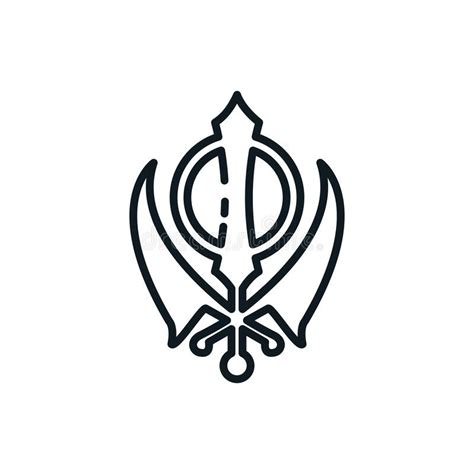 Sikhism Faith Symbol Isolated God Sign Outline Stock Illustration