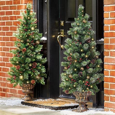 4 Lighted Pre Lit Battery Operated Porch Tree Christmas Entryway