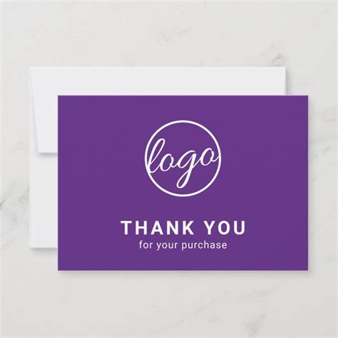 Custom Simple Modern Royal Purple Logo Business Thank You Card Zazzle