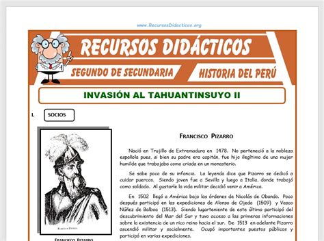 Invasion Del Tahuantinsuyo Para Tercer Grado De Primaria Actividades