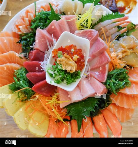 Japanese Sashimi Raw Fish Set Stock Photo Alamy