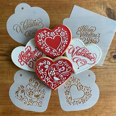 Designer Stencils Be My Valentine Heart Cookie Stencil Bundle 4