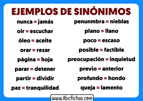 Ejemplos De Sinónimos El Uso De Los Sinónimos En La Lengua