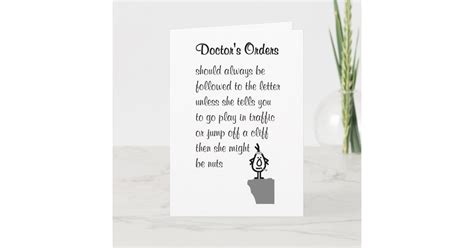 Doctors Orders A Funny Get Well Soon Poem Card Zazzle