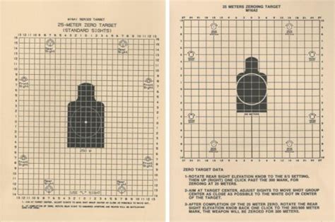 M16a1 Standard Sights M16a2 Official Dod 25 Meter Zeroing 2 Sided