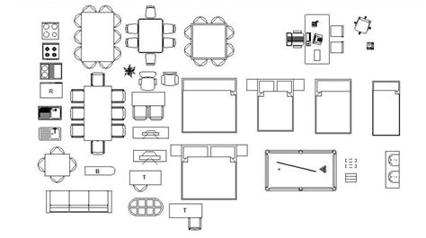 Multiple Beds Table And Hotel Furniture Blocks Cad Drawing Details Dwg