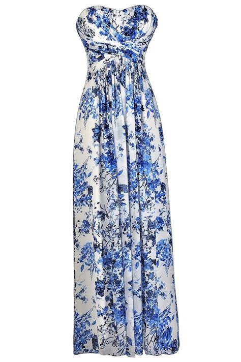 Blue And Ivory Floral Print Maxi Dress Blue And Ivory Maxi Dress Cute