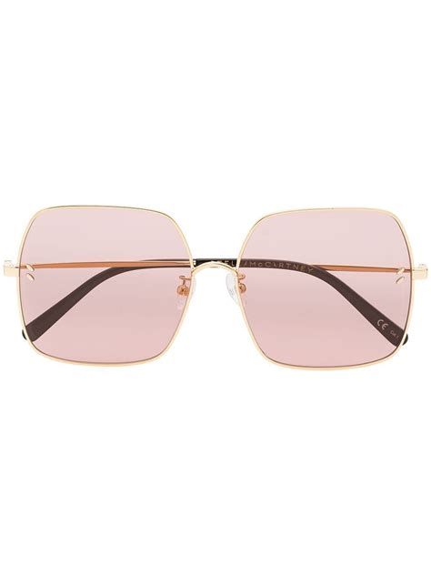 Stella Mccartney Eyewear Gold Tone Pink Square Metal Sunglasses Lentes De Sol Lentes De Sol