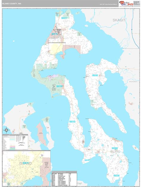 Island County Wa Wall Map Premium Style By Marketmaps