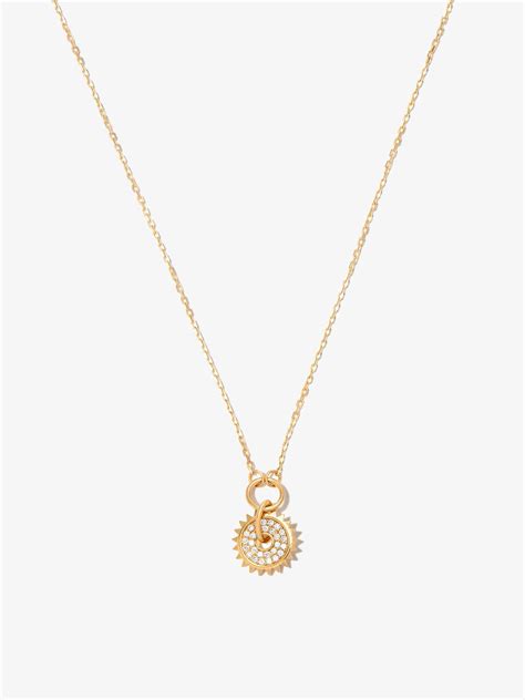 Foundrae K Yellow Gold Pave Disc Thread Chain Diamond Necklace Browns