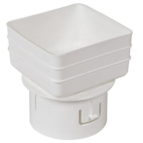 Plastic Universal Downspout To Drain Tile Adapter 4x4x4 White