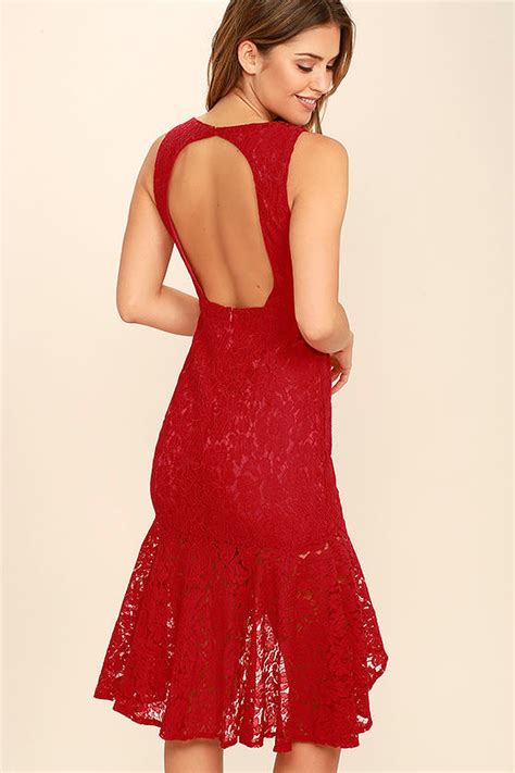 Sexy Red Dress Lace Dress Midi Dress Bodycon Dress 57 00 Lulus