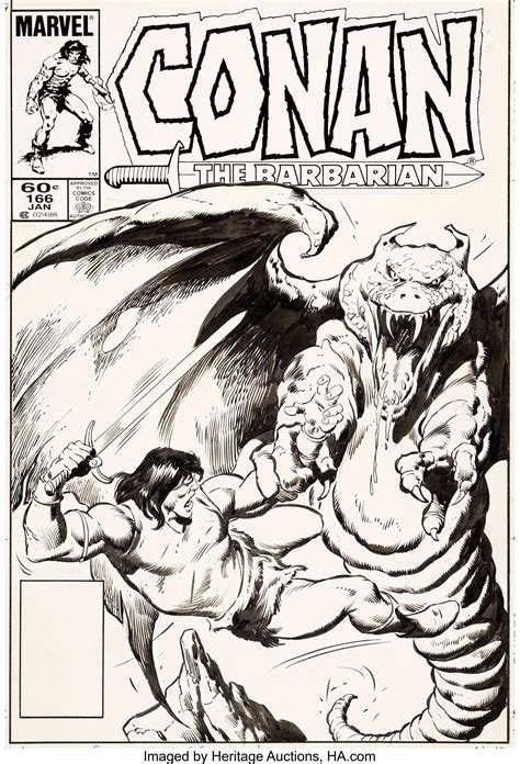 john buscema conan the barbarian 166 cover original art marvel lot 93036 heritage auctions