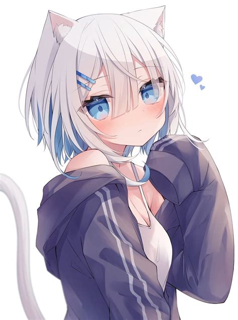 1girl Animal Ears Cat Ears Tail Solo Blue Eyes Cat Tail Illustration Images