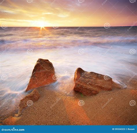 Beautiful Seascape Stock Image Image Of Cloudy Background 59334323