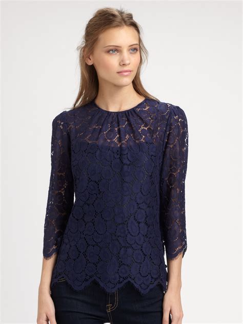 Lyst - Milly Ivy Lace Blouse in Blue