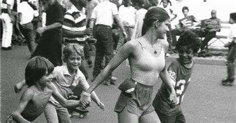 Pretty Roller Girl Skating With Kids Ca 1970s ~ Vintage Everyday