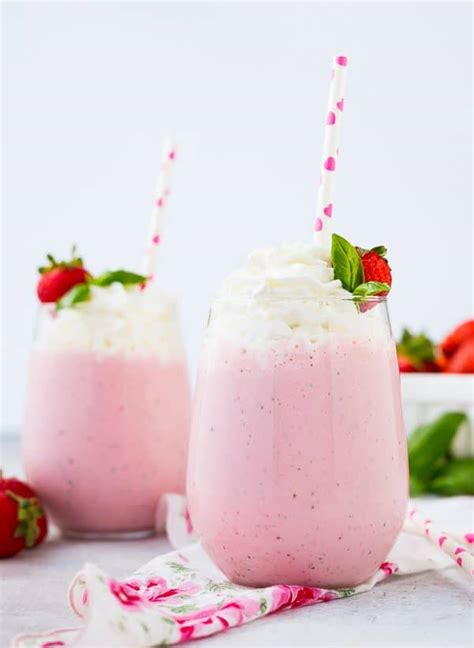 Homemade Strawberry Milkshake With Fresh Basil Rachel Cooks®
