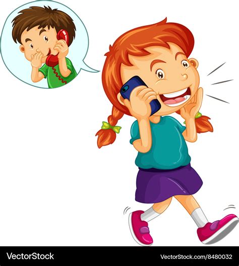 Girl Talking To Boy On The Cellphone Royalty Free Vector