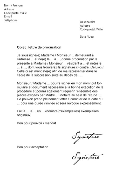 Lettre De Procuration Notaire Mod Le De Lettre