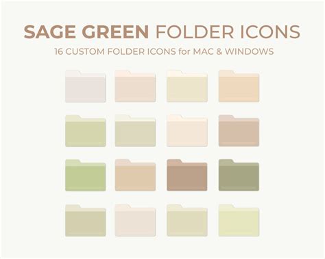 Sage Green Folder Icons For Mac And Windows 16 Aesthetic Organizing Icons