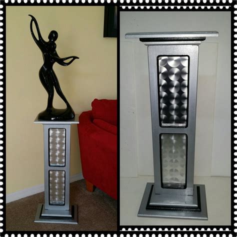 Silver And Black Modern Pedestal Stand Art Display Sculpture Etsy