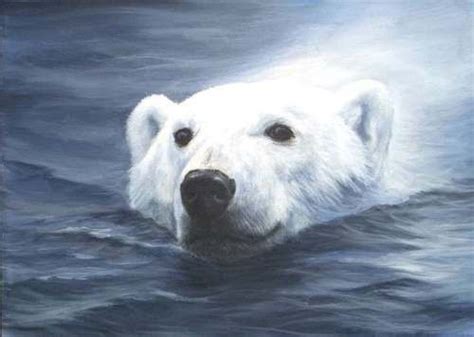Polar Bear Swim Wildlife Painting Electronic Acrylic Painting