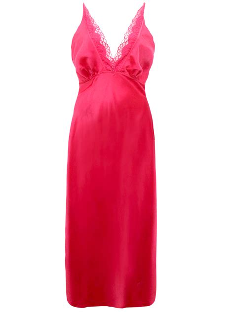 Marks And Spencer Mand5 Red Long Satin Nightdress Size 8 To 22