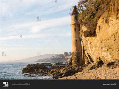 Victoria Beach Tower At Low Tide Laguna Beach California Stock Photo
