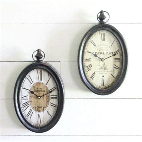 Rustic Oval Antique Reproduction Style Wall Clocks Set Of 2 Wall