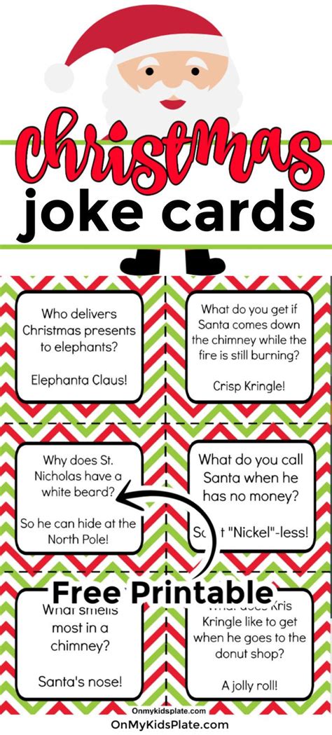 Christmas Joke Cards With Santa Claus On The Top And Green Chevrons In