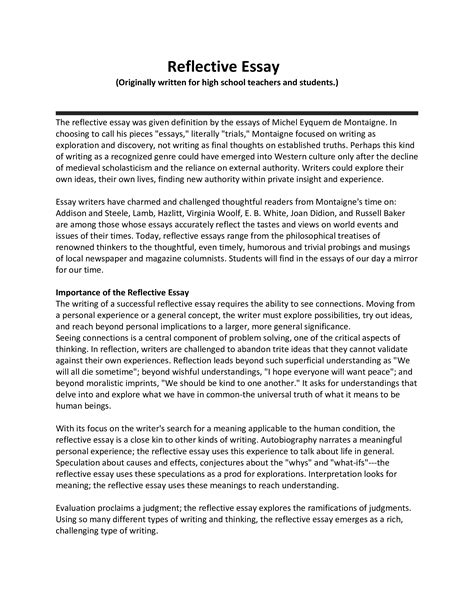 Reflective Essay In Education Template Printable Pdf Download