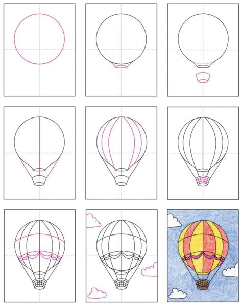 Draw A Hot Air Balloon Landscape · Art Projects For Kids