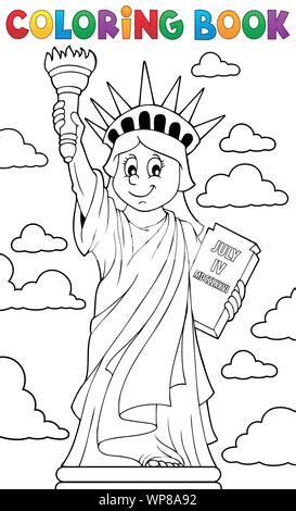 Statue of Liberty coloring book. Symbol of freedom and democracy in USA