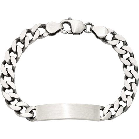 Sterling Silver Antiqued Curb Link Id Bracelet Bracelets Jewelry